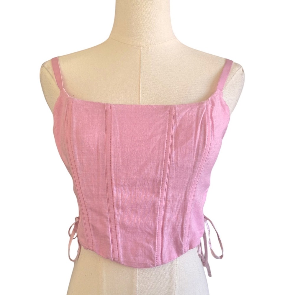Gilly Hicks Pink Corset Style Lace Up Side Camisole Top Size M